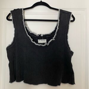 We The Free Black Ruffled Crop Top